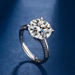Round 8 Hearts & 8 Arrows Zircon Ring Six Prong Moissanite Style Wedding Band For Men Women