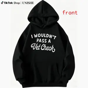 Horse Riding Hoodie With I Wouldn't Pass A Vet Check Quote – Gift Idea Hoodied Everyday Cotton Sweaters