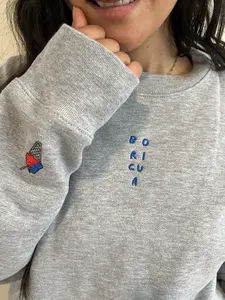 Boricua Embroidered Crewneck | Puerto Rican Sweatshirt | Oversized Latina Fleece | Cozy PR Pride Sweater