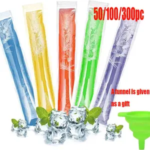 50/100/300pcs food-grade Popsicle bags, allowing you to DIY add various fruits. Leak-proof zipper sealed freezing tubes suitable for ice cream, yogurt, smoothies and juices. With a funnel for easier loading, they are very suitable for outdoor camping, fam
