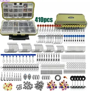 410Pcs Fishing Lure Accessories Kit, Multifunctional Fishing Tackle Set with Rubber Beads, Swivels and Connectors, Durable Universal Fishing Gear, Complete Terminal Tackle for Lure, Rock and Sea Fishing for Anglers