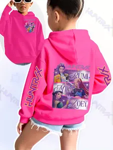 Girls Kpop Demon Hunters Korean Series Graphic Casual Hoodie, Rumi Mira Zoey Cartoon Anime Print, Spring & Fall Casual Fashion, Christmas Gift Idea,Demon Hunters Kpop Merch