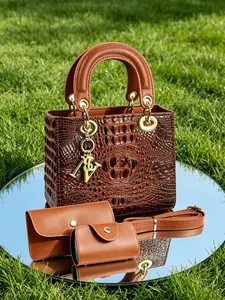 3-piece women's bag set, high-quality crocodile-pattern women's handbag, new spring and summer women's crossbody bag, stylish and versatile shoulder bag, ideal birthday and festival gifts for mothers and elders