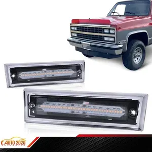 Fits For 81-91 Chevrolet C10 C20 C30 GMC Front Side Marker Light Smoke Lens LED