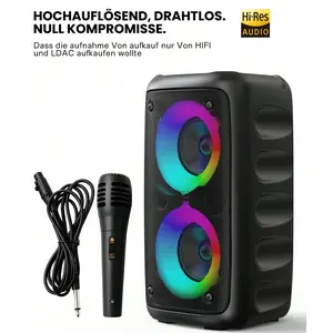 Wireless Dual Speaker Stereo Sound System Portable Subwoofer Speaker With RGB Ambient Lighting Premium Sound Quality Ideal For Home Gatherings/Birthday Parties/Outdoor Camping