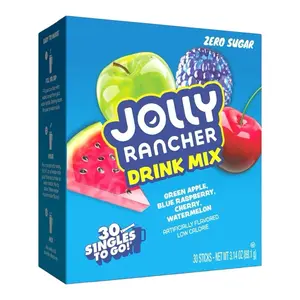 Jolly Rancher Zero Sugar Drink Mix - 30 Single Sticks - Green Apple, Blue Raspberry, Cherry, & Watermelon Flavors - Low Calorie
