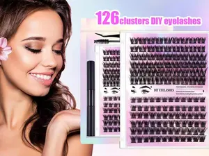 126 Cluster DIY Eyelashes Kit with Applicator Natural Volume Lash Clusters for Everyday & Party Makeup