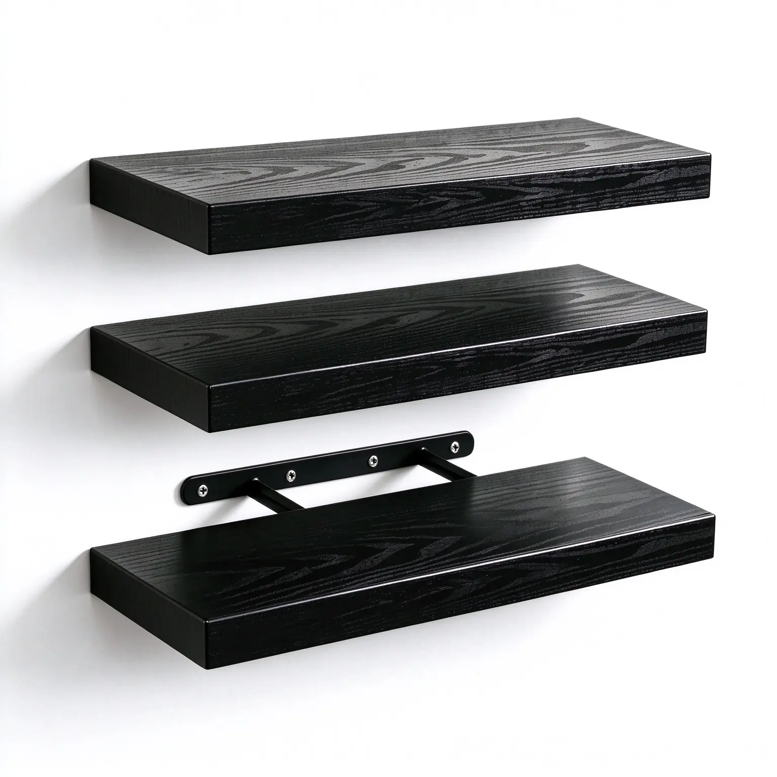 3-Piece Rustic Wood Floating Shelves Set, Non-Sagging Wall-Mounted Shelves with Invisible Steel Brackets, Heavy-Duty Wider Storage forBedroom,Kitchen, Bathroom, Living Room Decor