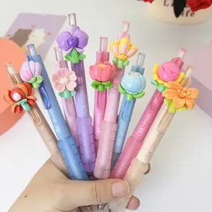 9/18pcs Color Flower Series Telescopic Gel Pen, Random Model, Smooth Writing, Classroom Reward, Holiday Gift, Fashionable Design