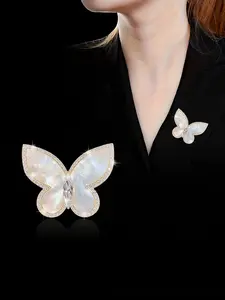 Elegant Natural Abalone Shell Butterfly Brooch Pin, High-End Unique Insect Decorative Lapel Flower, Sophisticated Memorial Accessory, Fashion Accessory