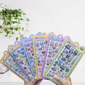 6 Sheets 3D Embossed Relaxation Stickers, Cute Food Animal Designs, Sushi Pattern, Temporary Decor for Phone and Laptop, Diary and Scrapbook