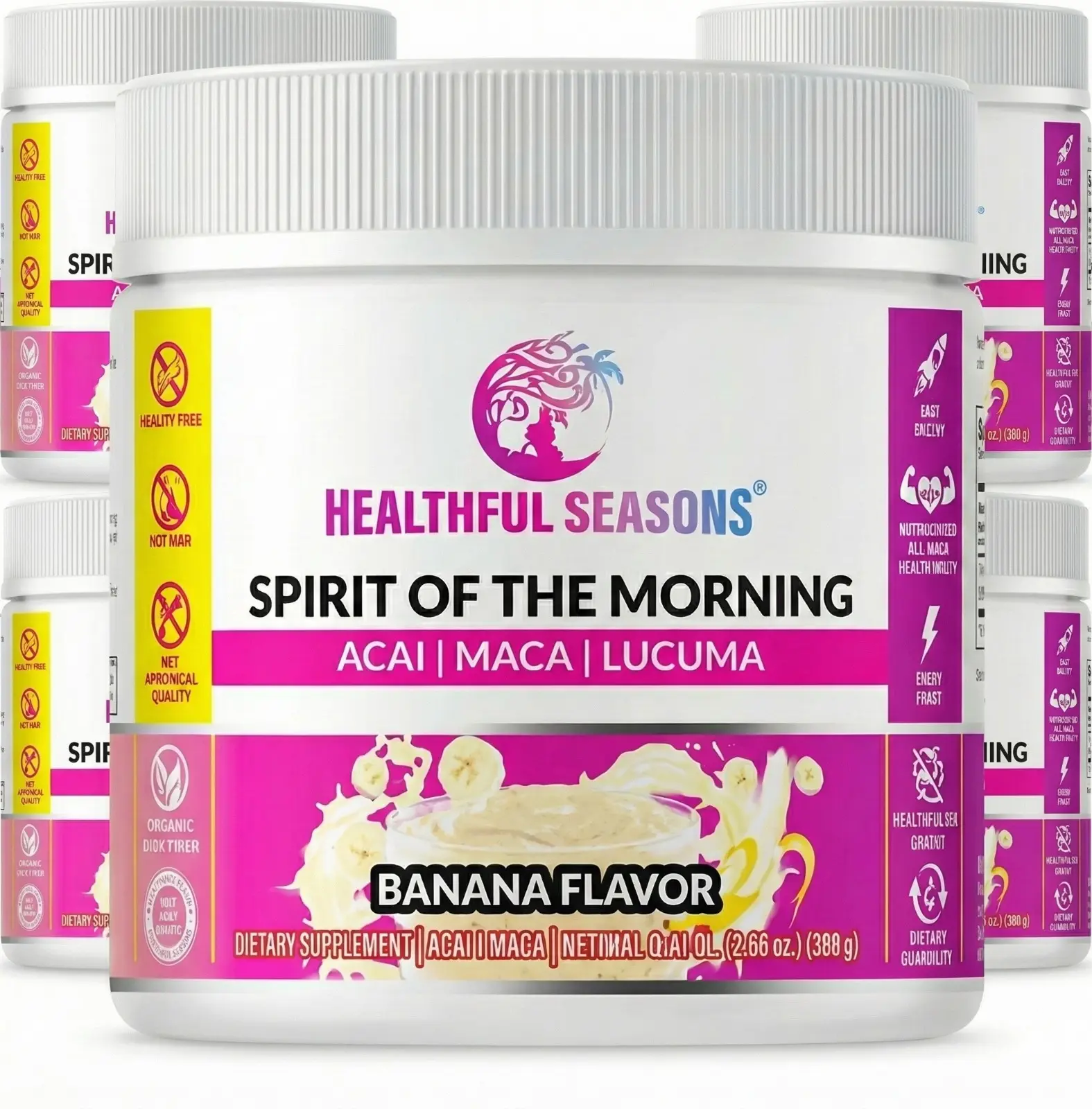 Pack of 6 Healthful Seasons Spirit of the Morning – Antioxidant-Rich Smoothie Enhancer with Acai, Lucuma, Maca & Banana – 30 Servings
