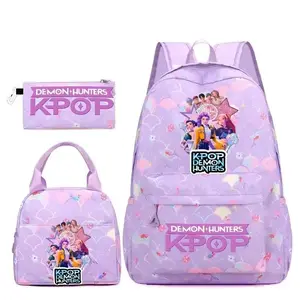 3pcs KPop Demon Hunters Backpack Pattern Rumi Mira Zoey HUNTR/X Saja Boys Girl Capacity Schoolbag Travel Casual Mochila