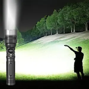 2 in 1 Powerful Flashlight, Rechargeable Zoom Flashlight, Outdoor Emergency Light, Camping Fishing Lighting, Night Security Garage Lighting