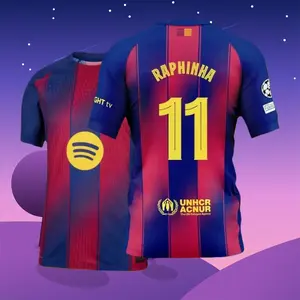 25 26 Home Red and Blue 11 # Rafinha Fan Edition Short sleeved Football Jacket