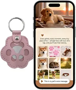 Dog Hair Keychain with NFC Digital Memory – Add Text, Voice, Photos, Cloud Album, Music & Video– Pet Memorial Gifts & Fur Memory Charm, Leather Paw Shaped Fur Keepsake for Cat and Dog Hair (Pink)