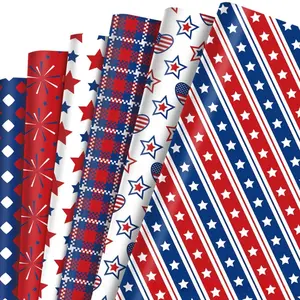 12 Sheets USA Independence Day Themed Gift Wrapping Paper – National Celebration Holiday Gift Decor Paper for Party Favor Gift Box Outer Wrap