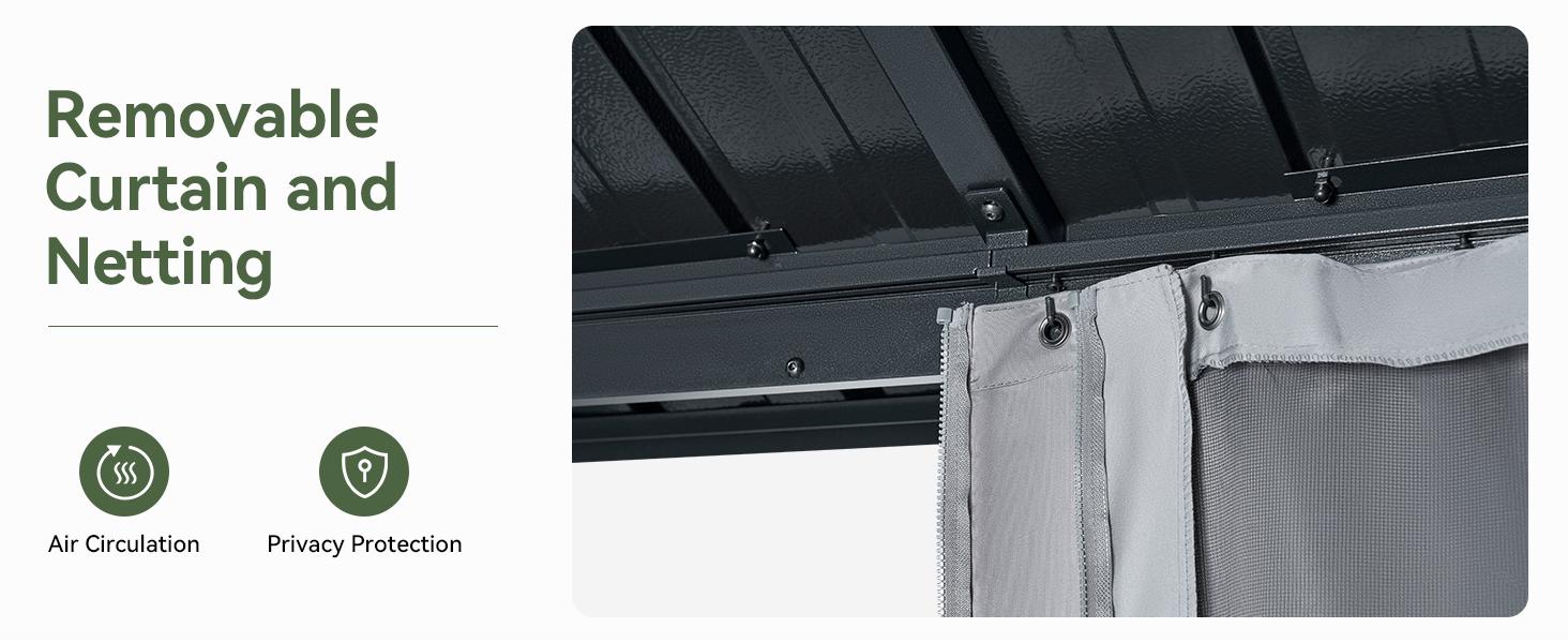 【2 Packages ship separately】Aoxun 12'x10' Hardtop Gazebo Aluminum Frame Galvanized Double Roof Canopy with Netting & Curtains for Garden Patio Storage Shed 【2 Packages ship separately】Aoxun 12'x10' Hardtop Gazebo Aluminum Frame Galvanized Double Roof Canopy with Netting & Curtains for Garden Patio Storage Shed