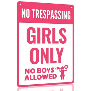 Cute Girls Only Sign – Funny Pink Bedroom Decor For Girls, Perfect Family & Friends Gift for Birthday and Holidays, Ideal For Kids, Tween, & Little Girls Rooms (Girls Only)