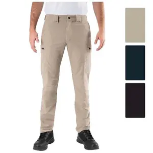 ROTHCO Men's Patrol Duty Tactical Pants, Micro Rip-Stop Water Repellent DWR Coated Uniform Cargos, 80% Polyester 20% Cotton Frontline Series, Mid-Straight Fit, Belt-Compatible, Badge-Ready, Mechanical Durability, Shirt, Pocket, Khaki, Outdoor, Zipper, Fab
