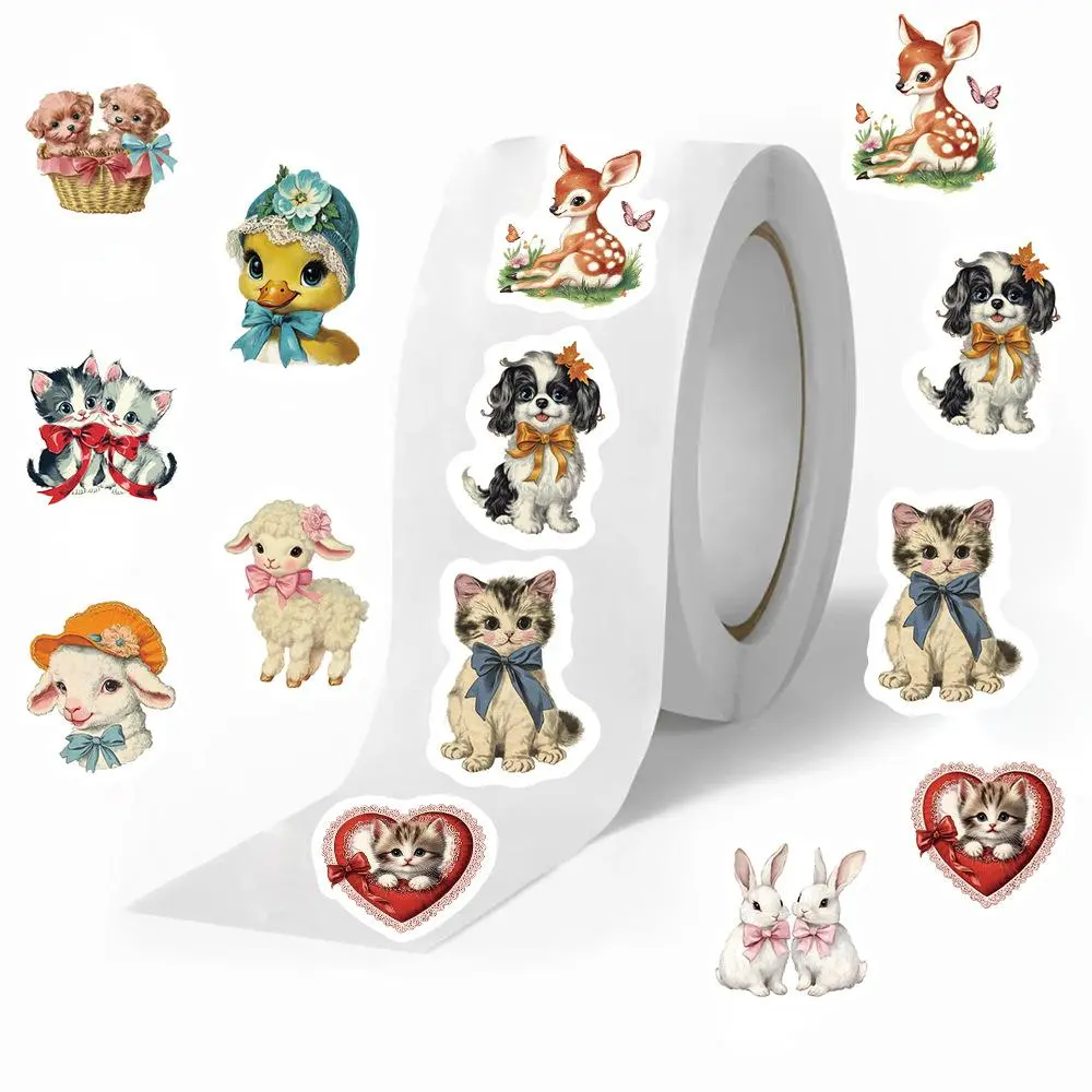 Cartoon Animal Pattern Sticker (500pcs/roll), Funny Stickers, Self Adhesive Decorative Sticker, DIY Decals for Water Bottle, Laptop, Phone Case, Scrapbooking, Journal Making