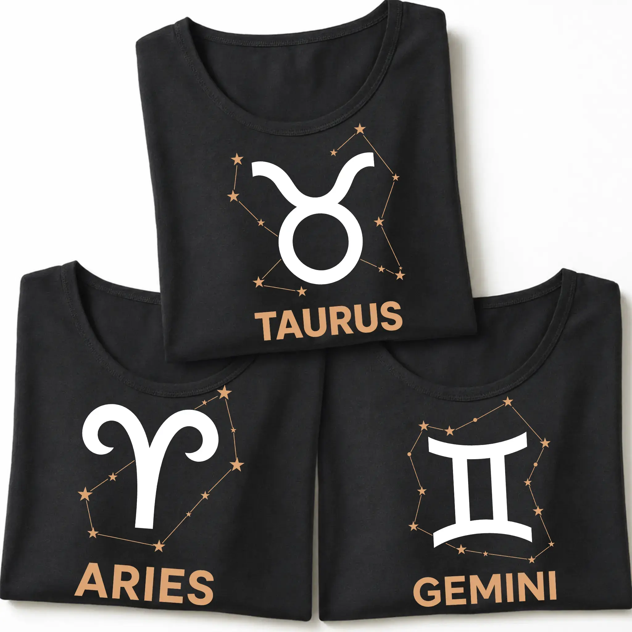 Women's 180g Trendy Vintage Zodiac Star Signs Constellation Print Relaxed-Fit Lightweight Short-Sleeve Unisex Sports Top - Casual Wear, Birthday Gift