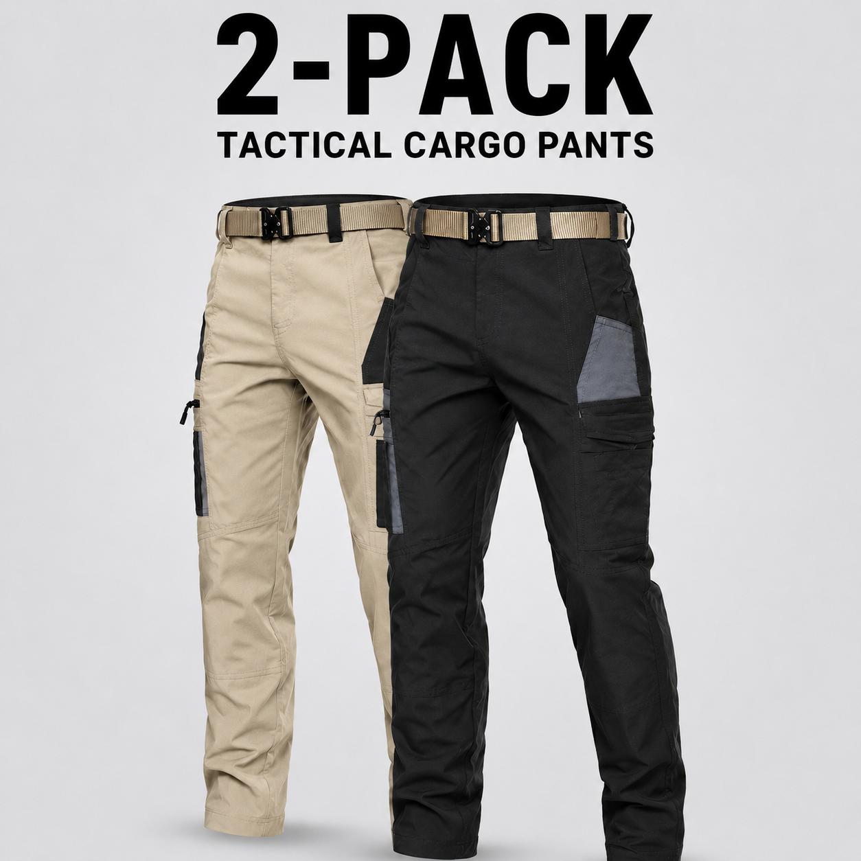4Pack Men's Tactical Cargo Work Pants, Multi-Pocket Straight Leg Utility Trousers, Outdoor & Workwear | 1/ 2/3/4-pacs