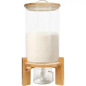 Rice Dispenser Grain Container Flour and Cereal Storage Dry Food Glass Bottle Container for Kitchen Organization w/Stand+Valve+Cup+Lid New (7.5L) Utensils Coffee Clear