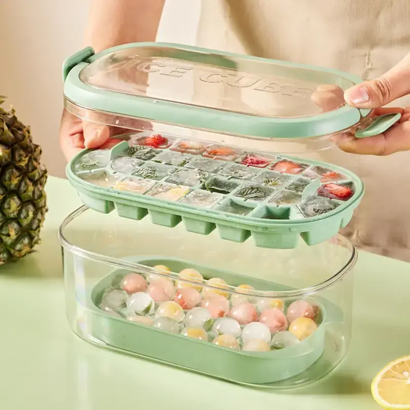 【Summer Sale Deals】Stackable Ice Cube Tray Set with Lid and Bin – 26/28 Cubes,Easy-Release Ice Molds for Freezer,Double Layer Ice Cube Mold with Large Capacity Storage Box, Travel Accessories, Household Ice Making Tool for Home Kitchen