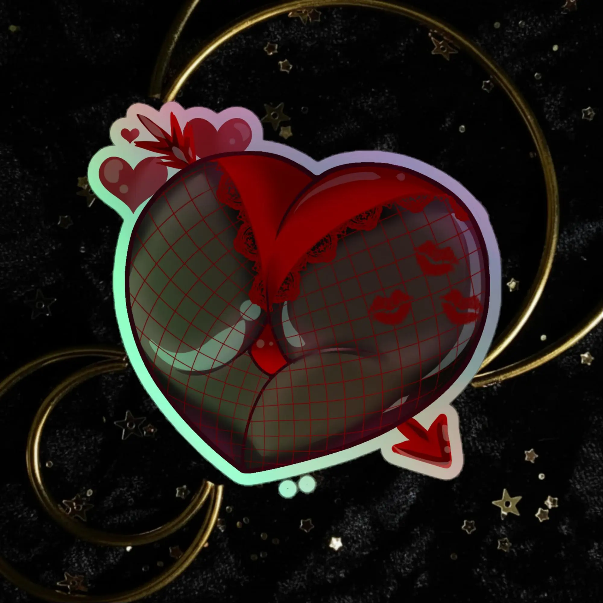 Cupid Valentines Day Black Booty Holographic stickers