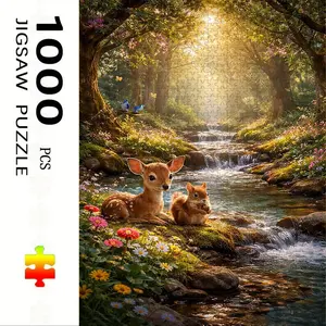 1000 Piece Deer and Squirrel Puzzle, Large Adult Family Interactive Toy, DIY Home Decor Brain Challenge, Holiday Scene, Perfect Gift