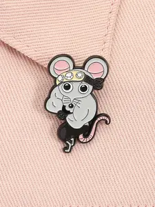Funny Muscle Ninja Mouse Enamel Pin Cartoon Gym Strong Rat Animal Metal Brooch Lapel Backpack Badge Fashion Jewelry Accessories Gift for Friends