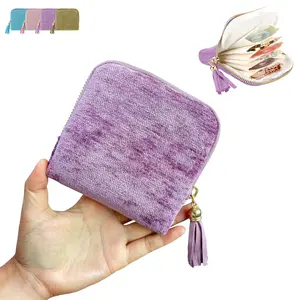 Portable Jewelry Zippered Pocket Case Travel Jewelry Bag,Travel Pouch With 5 Compartments Velvet Exterior Satin Lining Tassel Zipper Design for Rings Bracelets Necklaces Tassel Bags - Perfect Gift for Women