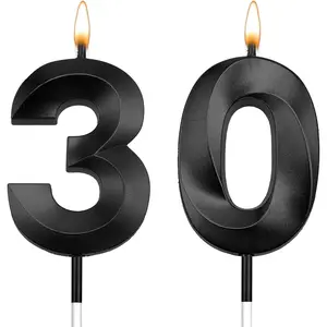 30th Birthday Candles 30th Birthday Decorations for Her Him Black 30 Candles for Cake Dirty 30 Birthday Cake Topper Velas De Cumpleaños Birthday Decor Dirty Thrity Wedding Anniversary Christmas