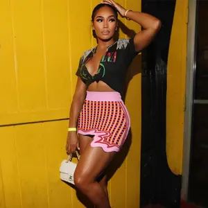 Women's Nightclub Clothing Pit Strip Print Skirt
