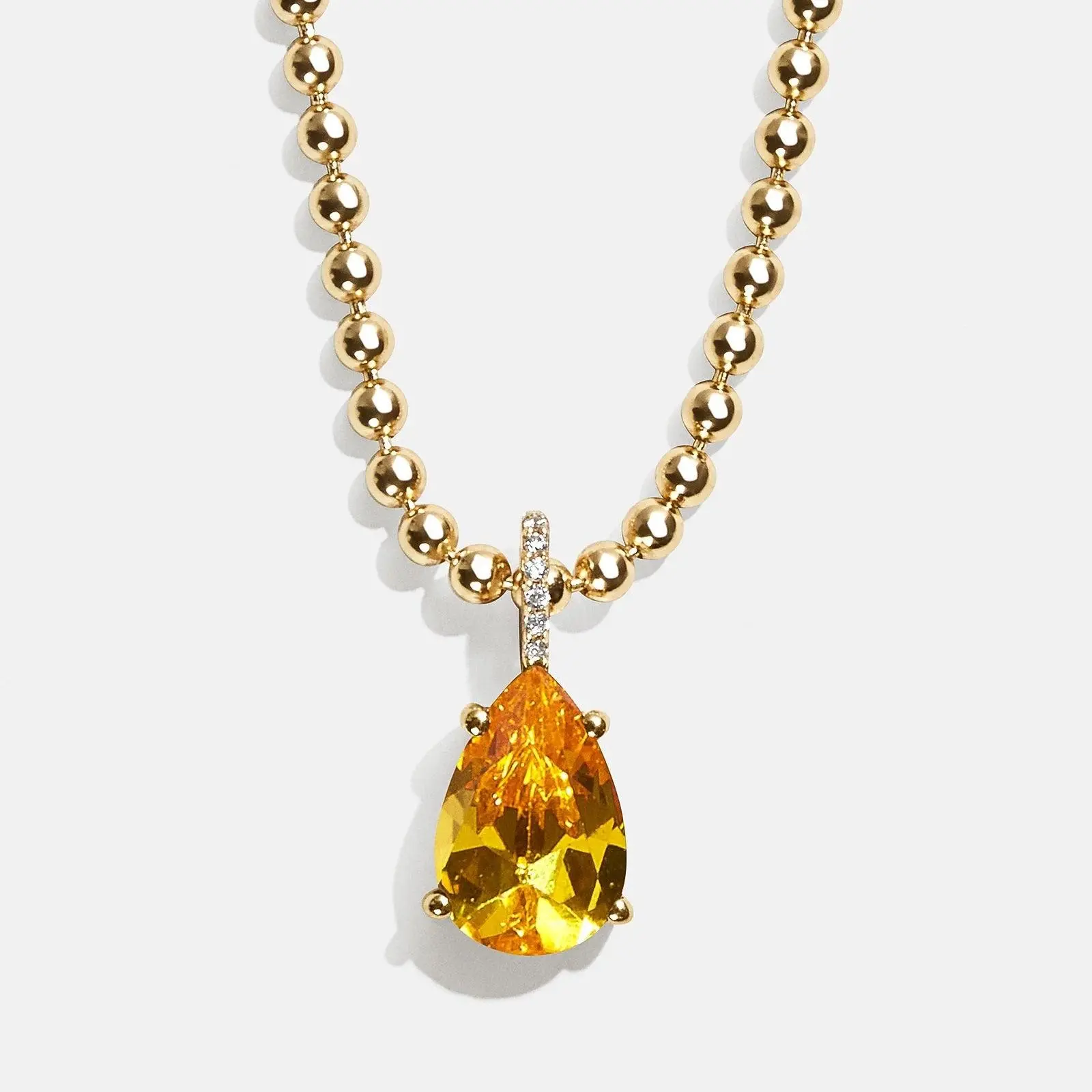 Esther 18K Gold Plated Sterling Silver Birthstone Necklace - Topaz