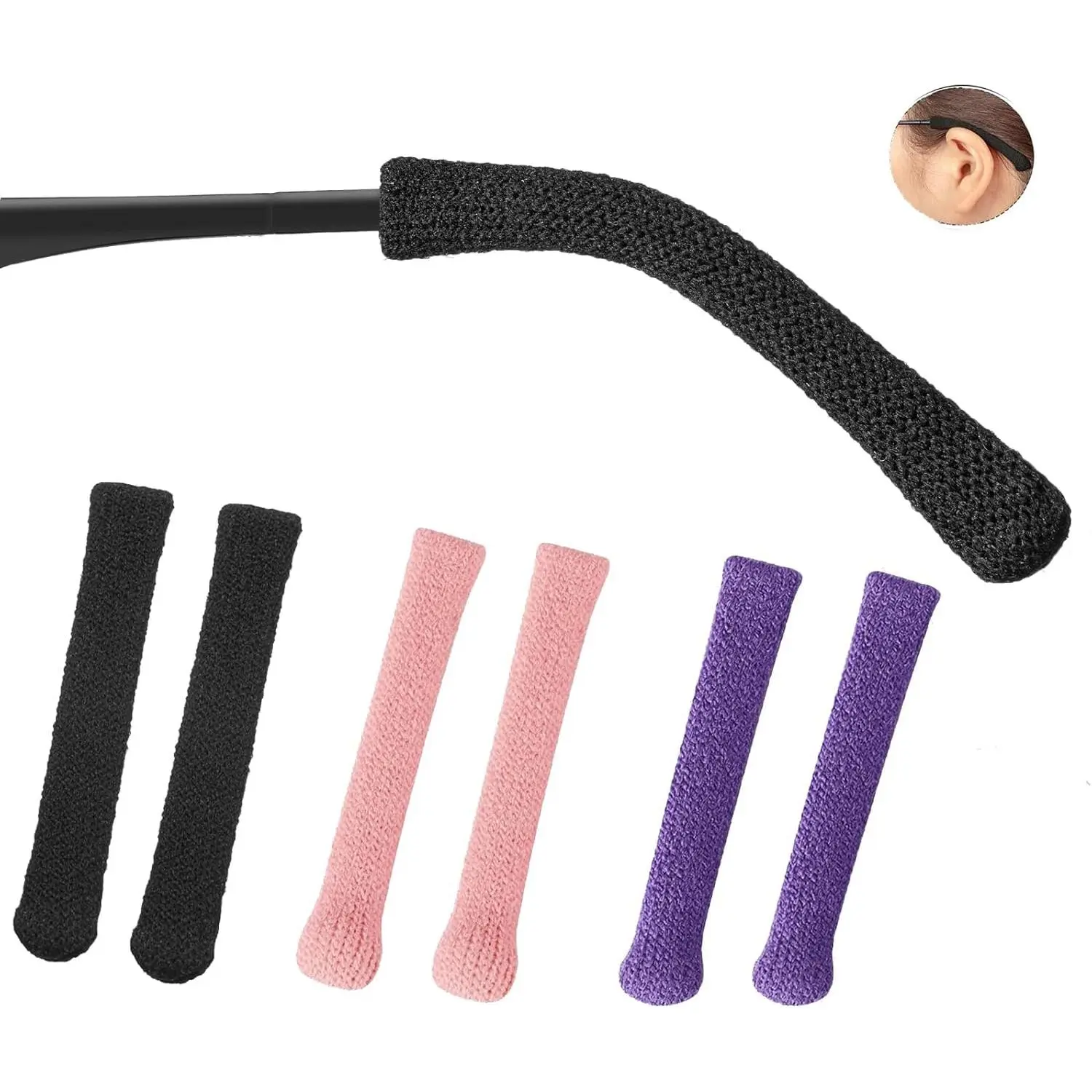 Eyeglasses Ear Cushions for Glasses for Glasses Behind Ears Eye Glasses Ear Grippers Soft Knitting Cotton Temple Tips
