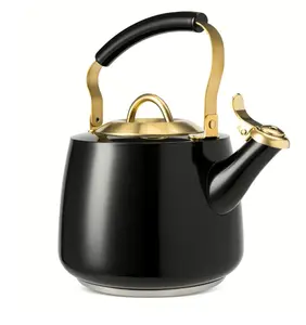 Stainless Steel Stovetop Kettle 1.8L - Black & Gold