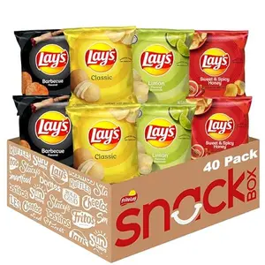 Lay's Potato Chips Classic Chips Variety Pack 1 Ounce Pack of 40 Crispy Snack Box with Barbecue Classic Limon Sweet & Spicy Honey Flavors
