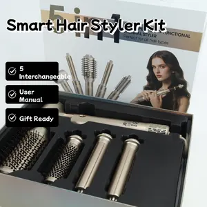5-in-1 Gift Smart Hair Styling Tool Set with 5 Interchangeable Attachments and User Manual for Versatile Styling Options curling wand curls hot tie xl