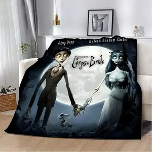 Cartoon Horror Corpse Bride Printed Blanket Picnic Blankets Warm Blanket Soft and Skin-friendly Blanket Home Travel Birthday Gift