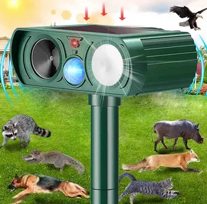 Solar Power Animal Repeller Outdoor with Flashing Lights & Motion Sensor,Upgraded Waterproof Animal Deterrent Devices for Deer,Cat,Squirrel,Rabbit,Raccoon,Fox,Skunk Repellent for Yard Garden