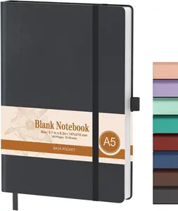 Blank Journal Notebook, (Black), 140 Pages, 5.7 in x 8.3 in - 120 GSM Thick Paper  Hardcover Journaling Notebook for Work, School, Note Taking,Journaling,Drawing or Sketching