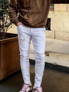 Men's Jeans with Ripped Design, Casual Slim Fit Stretchy Pants, Comfortable, Fashion and Stylish, Perfect for Daily Wear