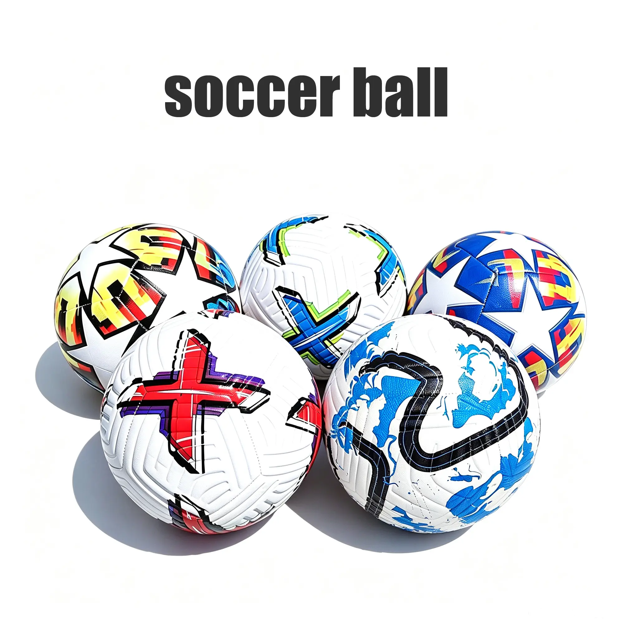 Official tricolor Size 5 Football Ball soccerball, Sports Equipment for Outdoor Ball Sports Training, Standard Soccer Ball Summer Wins Professional Outdoors Sports Match Balls Training Seamless Design Football HighQuality PU Material,Youth training ball