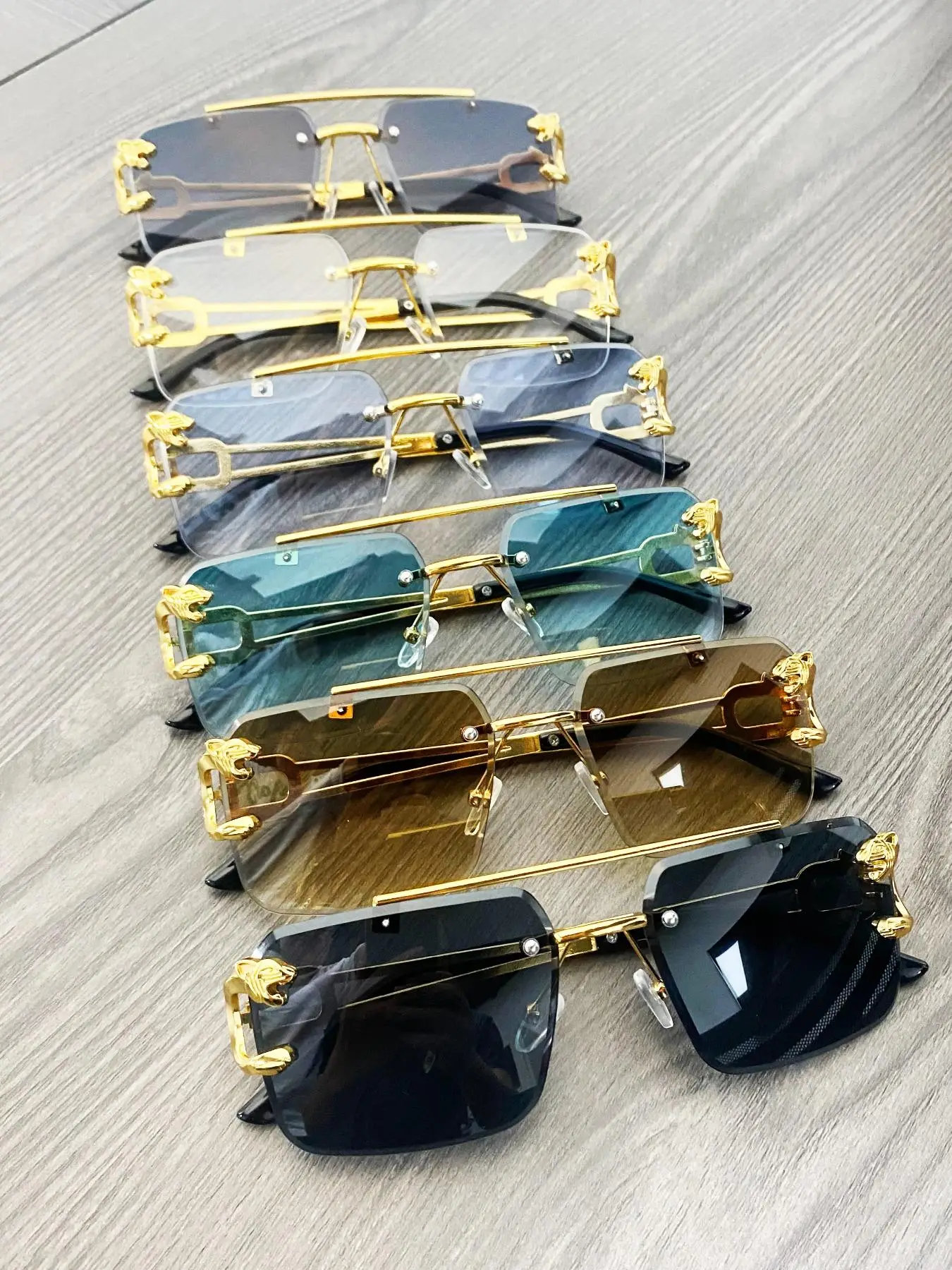 Unisex Top Bar Rimless Metal Sunglasses, Trendy Tinted Lens Sunglasses for Everyday Use, Fashion Accessories for Outdoor Activities