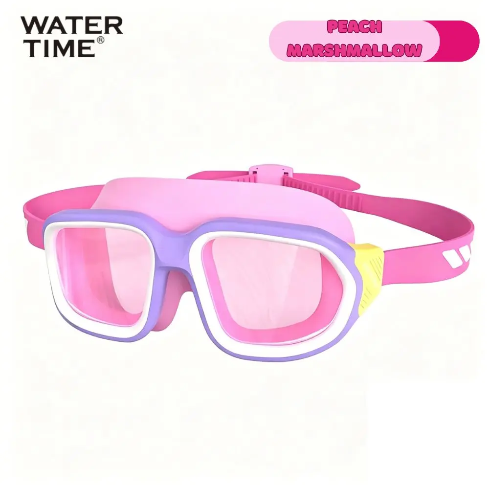 WATER TIME Kids Soft Silicone Large Frame Swim Goggles, Comfortable Long Wear, No Eye & Head Pressure, Leakproof Seal, Ideal For Family Parent-Child Pool Water Play - Pink