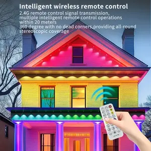 72 RGB Lighting Modes, Remote Control LED Gutter Lights, Adjustable Brightness, Music Sync Flash Effect, USB Outdoor Color String Lights