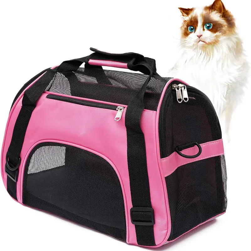 Pet Carrier Soft-Sided Carriers for Cat Carriers Dog Carrier for Small Medium Cats Dogs Puppies Pet Carrier Airline Approved Cat Dog Pet Travel Carrier Lightweight Comfortable Travel Cat Carrier Foldable Pet Bag(Medium/Small,Pink)