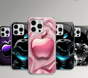 Diamond Cut Apple Super Cool Glass for iPhone 17/16/15/14/13/12/11 Models New Electroplated Glass Mobile Phone Case Gift Giveaway Trendy Fashionable Cellphone Smartphone Screen Protector Casing Cover Protection Shockproof